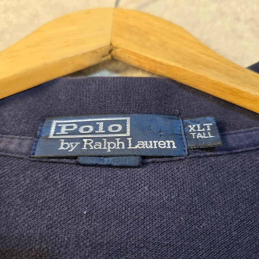 Polo Ralph Lauren Mens XLT Tall Navy Blue Short Sleeve Pique Polo Shirt Red Pony